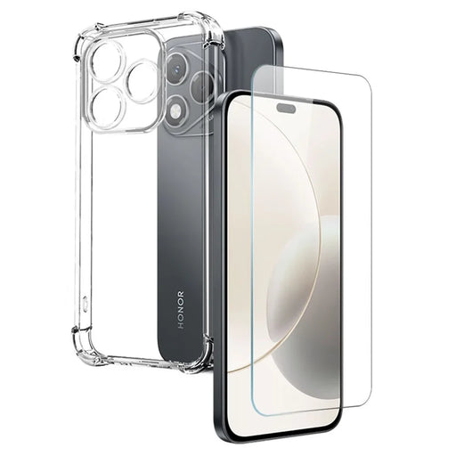 NORTHJO For Honor 400 Lite 5G Case Four Corner Shockproof TPU Clear Phone Cover with Tempered Glass - 1