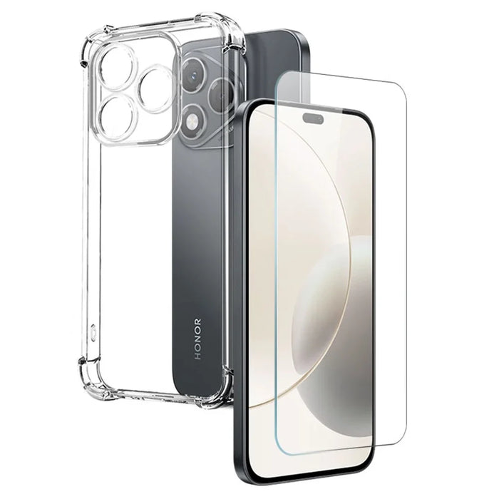 NORTHJO For Honor 400 Lite 5G Case Four Corner Shockproof TPU Clear Phone Cover with Tempered Glass - 1