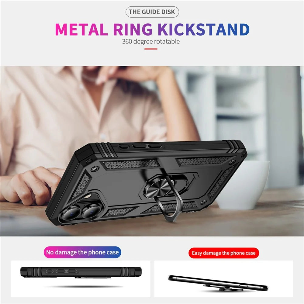 For iPhone 17 Case PC + TPU Phone Cover with Kickstand - Black - 2