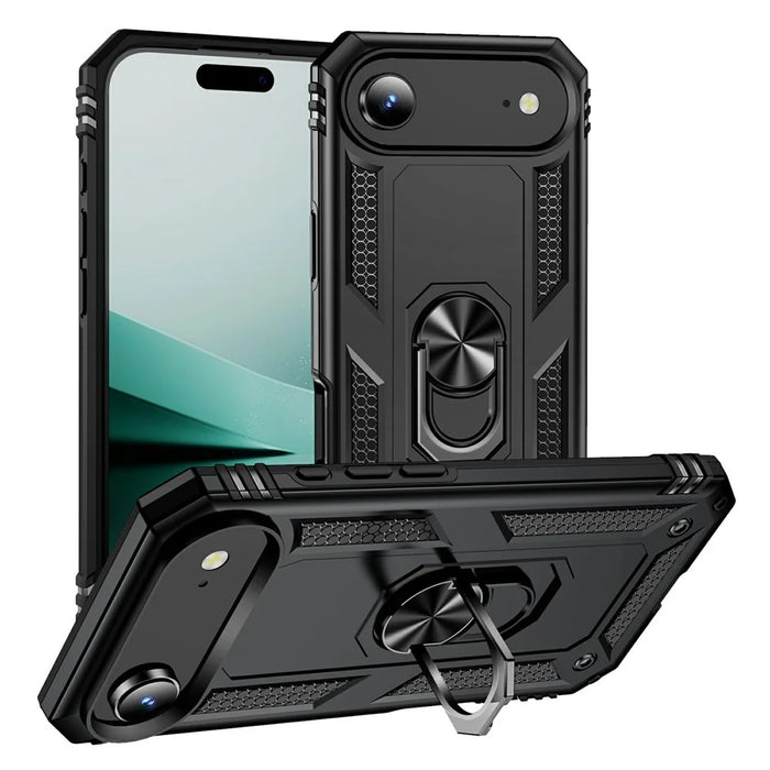 For iPhone Air Case PC + TPU Phone Cover with Kickstand - Black - 1