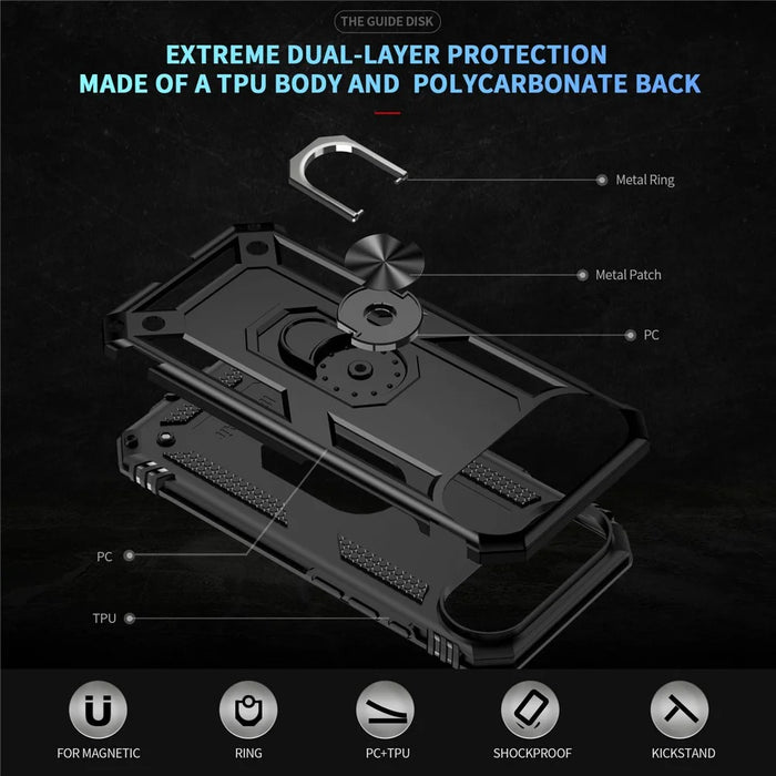 For iPhone Air Case PC + TPU Phone Cover with Kickstand - Black - 2