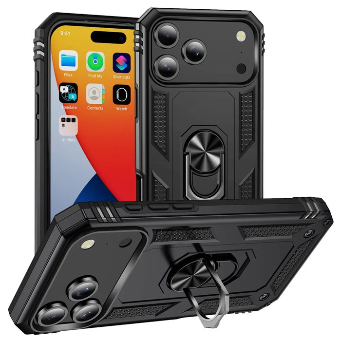 For iPhone 18 Pro / 17 Pro Case PC + TPU Phone Cover with Kickstand - Black - 1