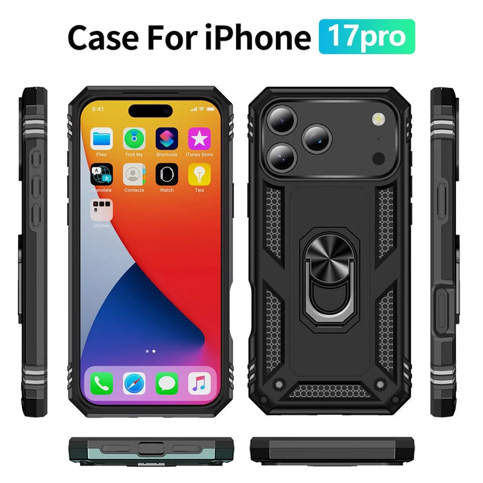 For iPhone 18 Pro / 17 Pro Case PC + TPU Phone Cover with Kickstand - Black - 7