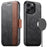SUTENI Q-07 For iPhone 16 Pro Max Case Magnetic Color Splicing Cowhide Texture Leather Cover - Black - 1