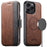 SUTENI Q-07 For iPhone 15 Pro Case Magnetic Color Splicing Cowhide Texture Leather Cover - Brown - 1