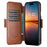 SUTENI Q-07 For iPhone 15 Pro Case Magnetic Color Splicing Cowhide Texture Leather Cover - Brown - 2