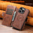 SUTENI Q-07 For iPhone 15 Pro Case Magnetic Color Splicing Cowhide Texture Leather Cover - Brown - 4