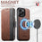 SUTENI Q-07 For iPhone 15 Pro Case Magnetic Color Splicing Cowhide Texture Leather Cover - Brown - 7