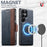 SUTENI Q-07 For Samsung Galaxy S23 Ultra Case Magnetic Color Splicing Cowhide Texture Leather Cover - Blue - 7