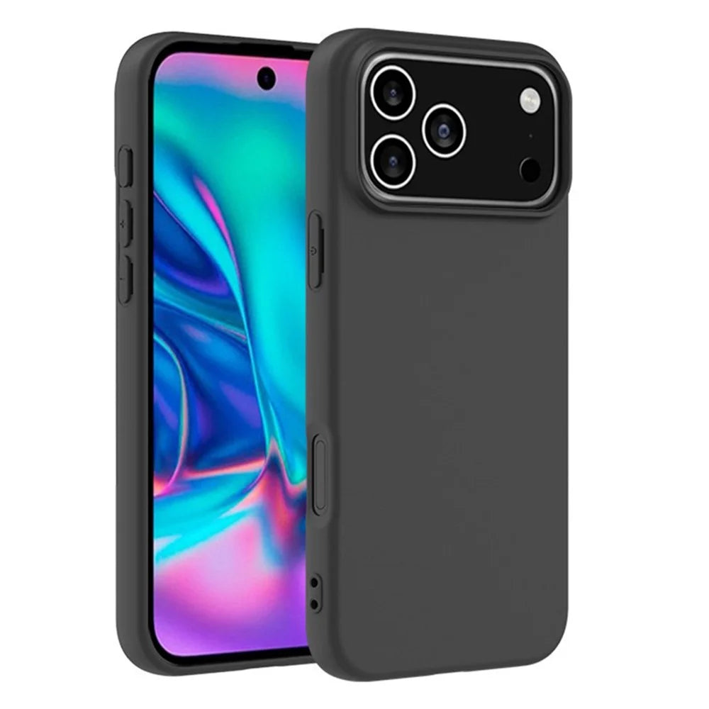 For iPhone 17 Pro Case Soft Matte Back TPU Black Phone Cover , Large Cutout - 1