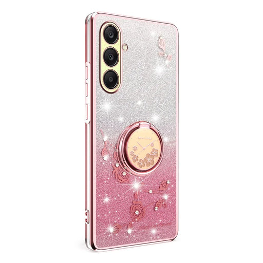 KADEM For Samsung Galaxy A26 5G Case Ring Kickstand TPU Flowers Phone Cover Gradient Glitter - Rose Gold - 2