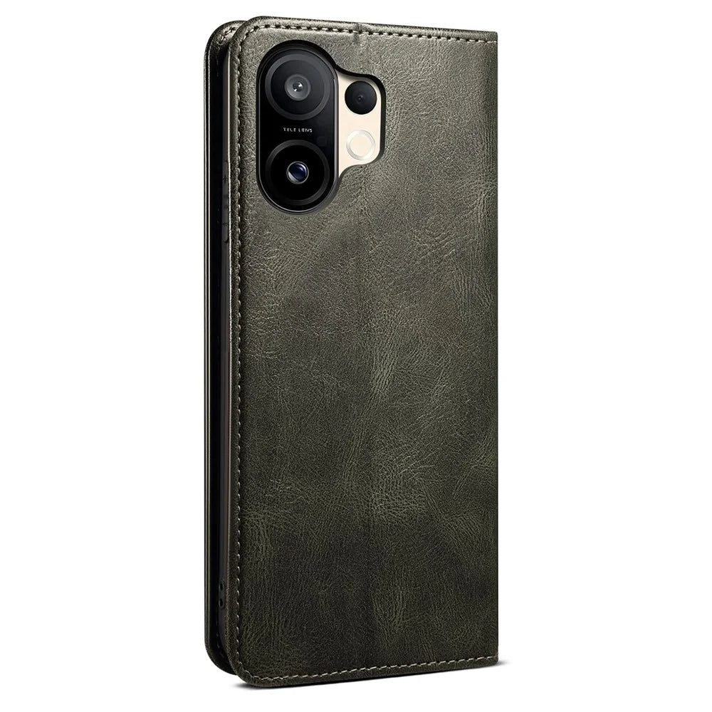 For vivo S30 Pro mini 5G Case Crazy Horse Texture Waxy Leather Wallet Stand Phone Cover - Green - 6