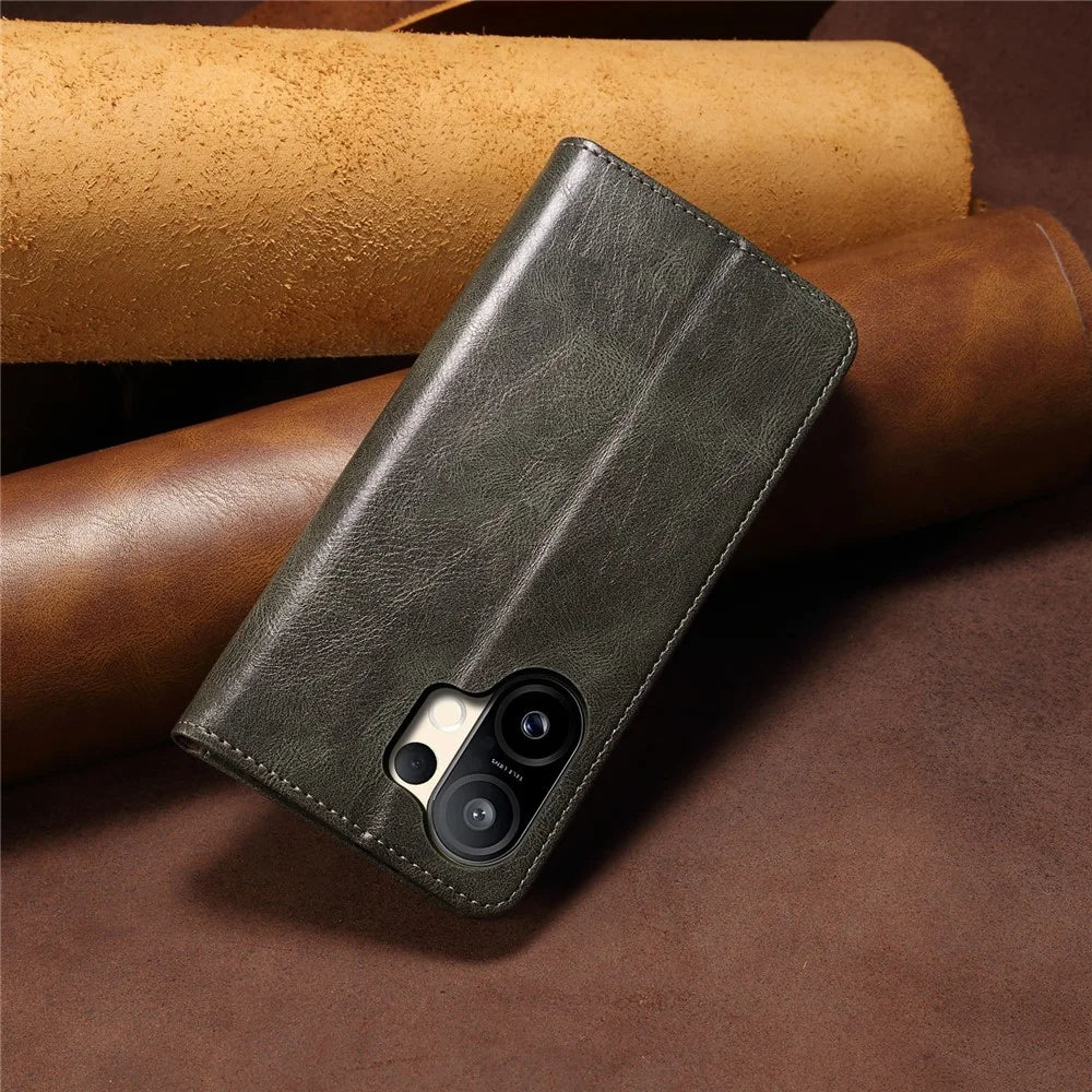 For vivo S30 Pro mini 5G Case Crazy Horse Texture Waxy Leather Wallet Stand Phone Cover - Green - 7