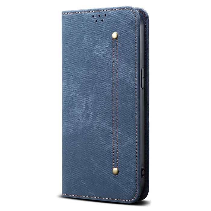 For vivo S30 5G Case Jeans Cloth Texture Anti-Scratch Leather Stand Phone Cover - Blue - 5