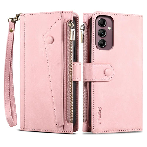 ESEBLE Star Series For Samsung Galaxy A18 5G / A18 4G / A17 5G / A17 4G Case Zipper Wallet Leather Stand Phone Cover with Wrist Strap - Rose Gold - 1