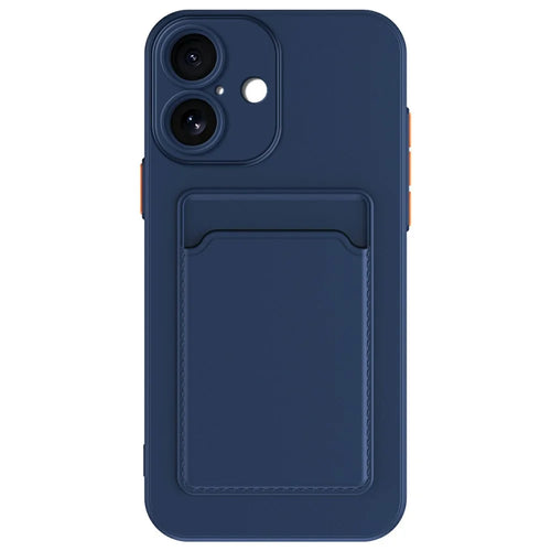 For iPhone 17 Case Flexible TPU Phone Cover with Back Card Slot - Dark Blue - 1