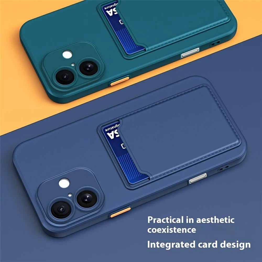 For iPhone 17 Case Flexible TPU Phone Cover with Back Card Slot - Dark Blue - 3