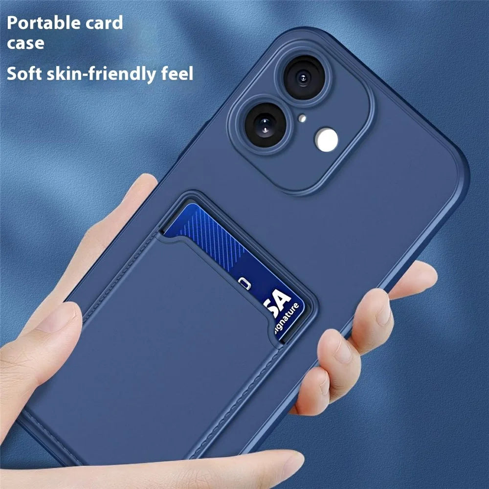 For iPhone 17 Case Flexible TPU Phone Cover with Back Card Slot - Dark Blue - 4