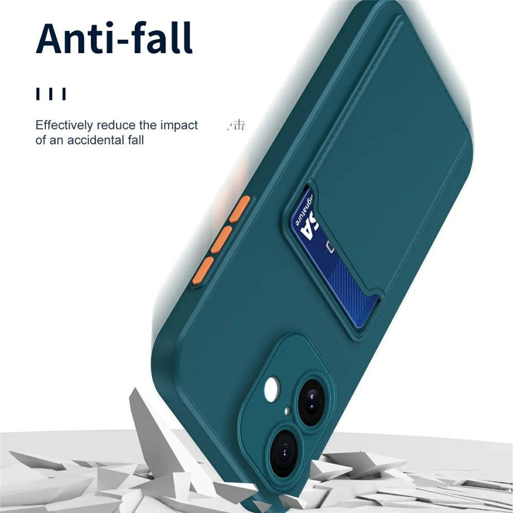 For iPhone 17 Case Flexible TPU Phone Cover with Back Card Slot - Dark Blue - 6
