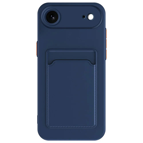 For iPhone Air Case Flexible TPU Phone Cover with Back Card Slot - Dark Blue - 1