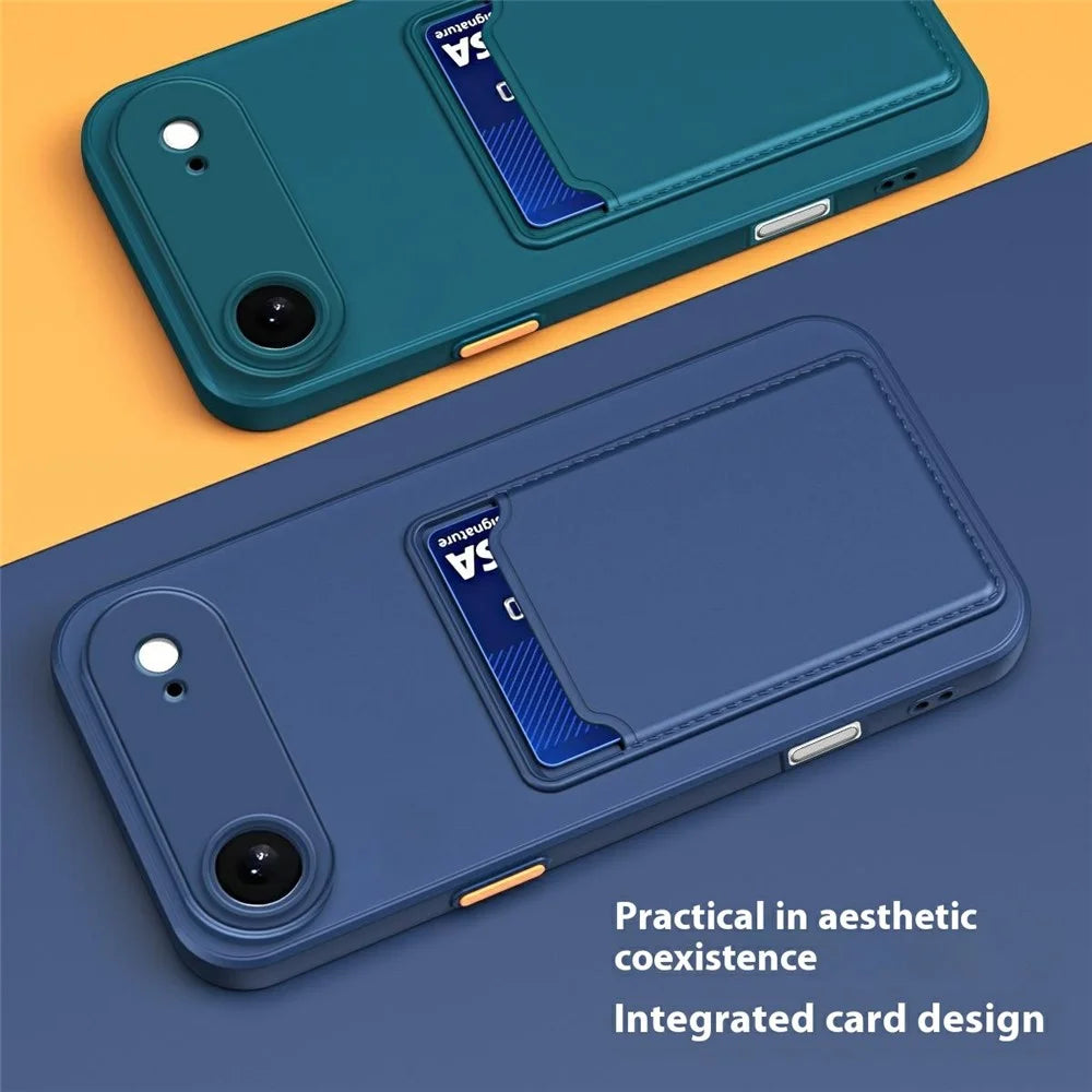 For iPhone Air Case Flexible TPU Phone Cover with Back Card Slot - Dark Blue - 3