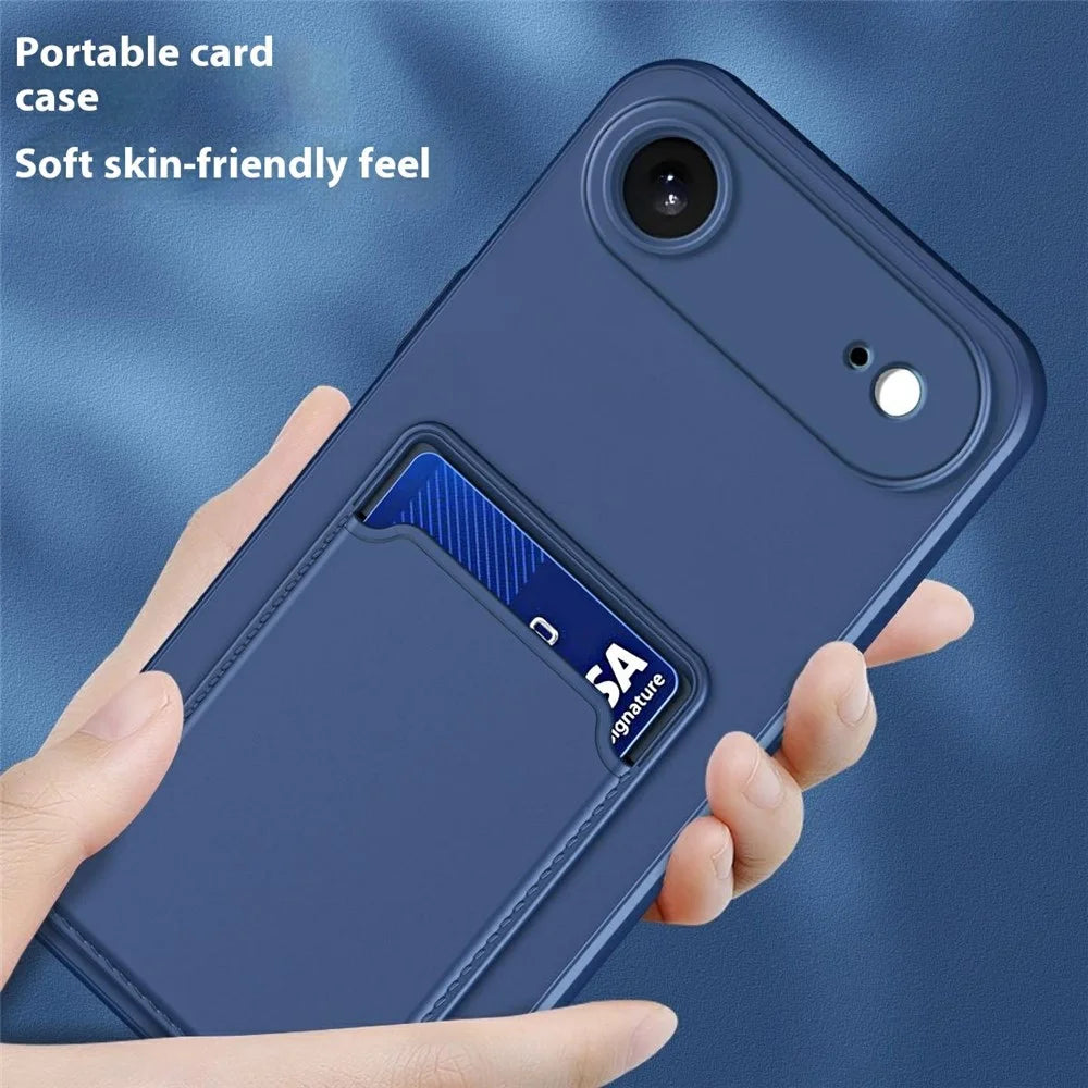 For iPhone Air Case Flexible TPU Phone Cover with Back Card Slot - Dark Blue - 4