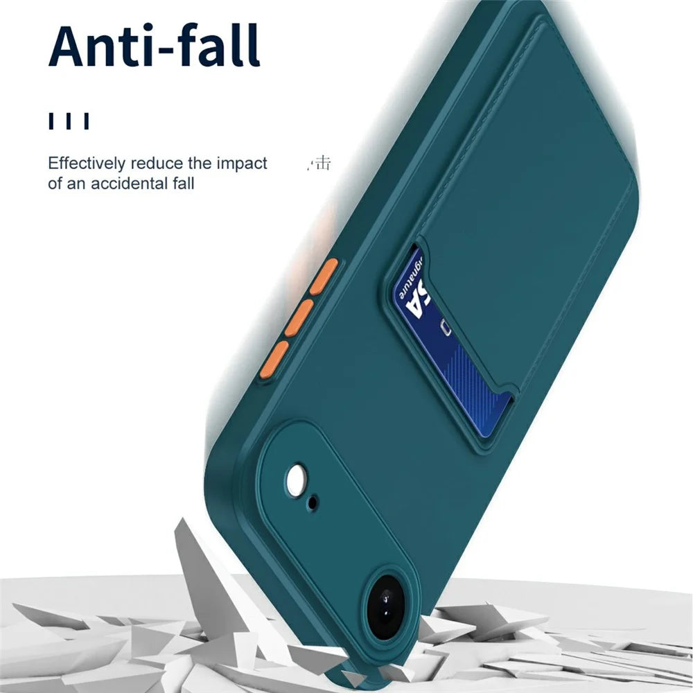 For iPhone Air Case Flexible TPU Phone Cover with Back Card Slot - Dark Blue - 6