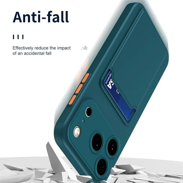 For iPhone 17 Pro Case Flexible TPU Phone Cover with Back Card Slot - Dark Blue - 6