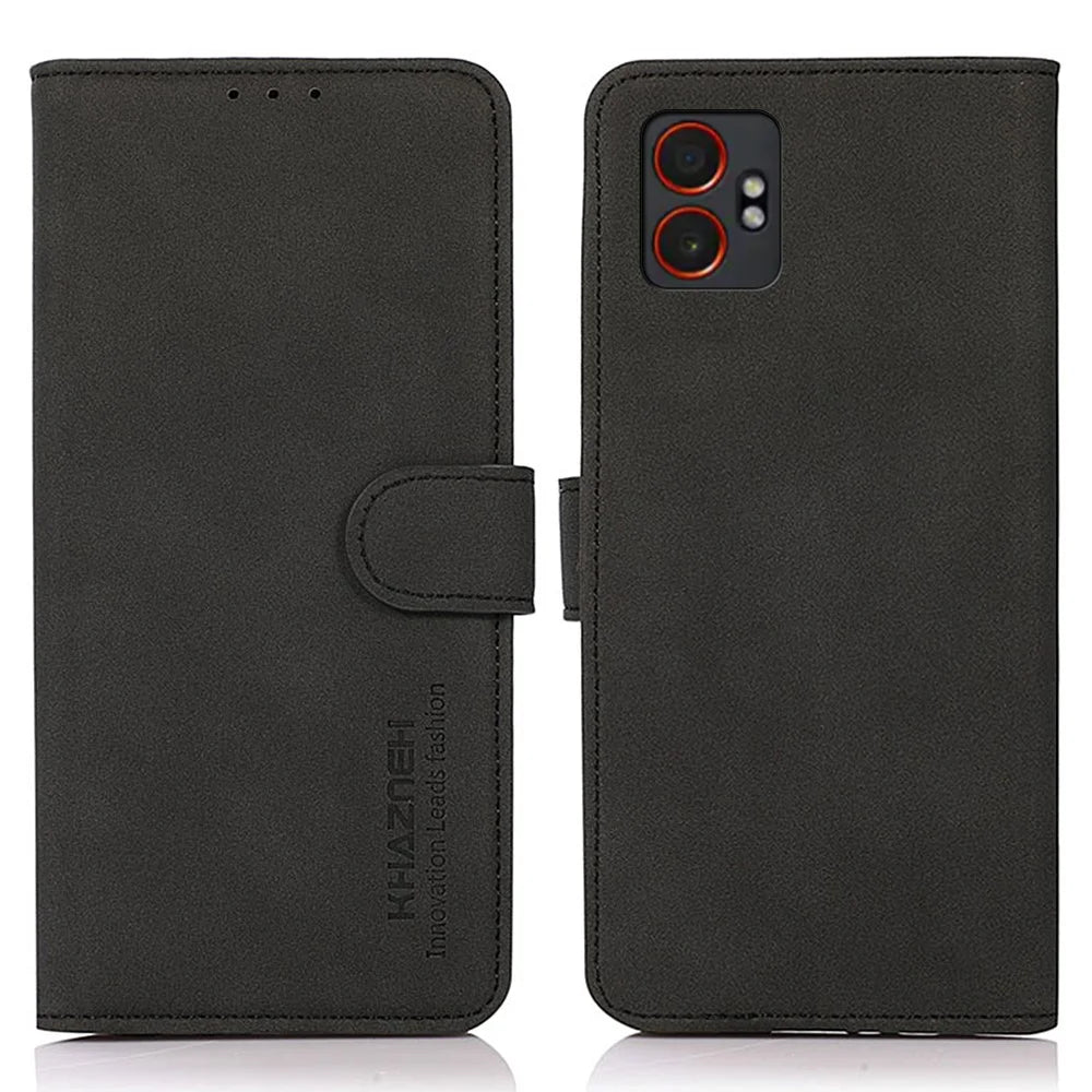 KHAZNEH For Samsung Galaxy XCover7 Pro Case PU Leather Wallet Stand Phone Cover - Black - 1