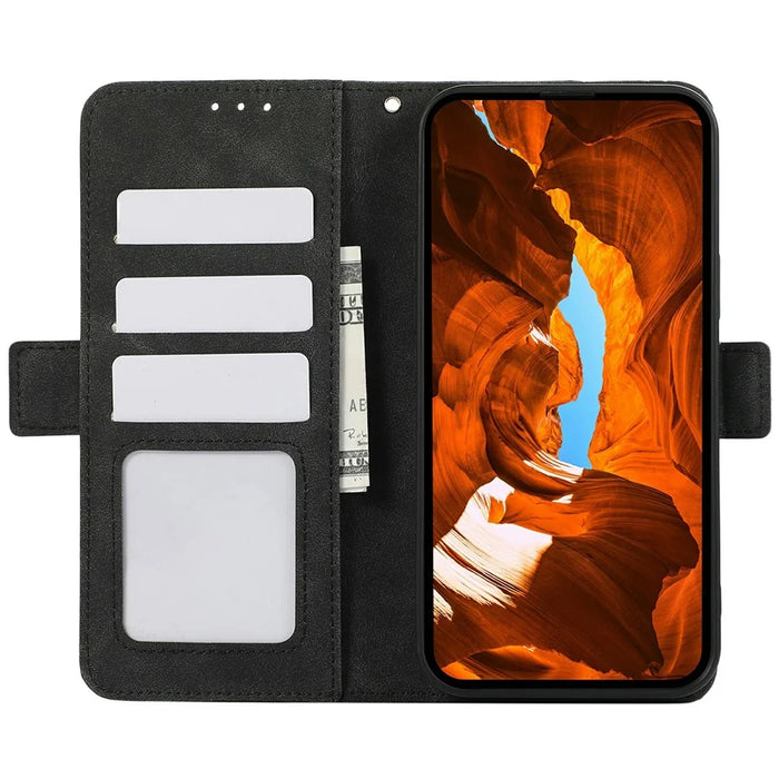 ABEEL For Samsung Galaxy XCover7 Pro Case PU Leather Folio Stand View RFID Blocking Phone Cover - Black - 2