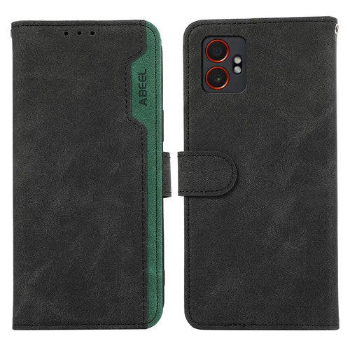 ABEEL For Samsung Galaxy XCover7 Pro Case Color Splicing Leather Flip Phone Cover RFID Blocking - Black - 1