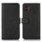 For Samsung Galaxy XCover7 Pro Case Cowhide Texture Leather Wallet Phone Cover with Stand - Black - 1