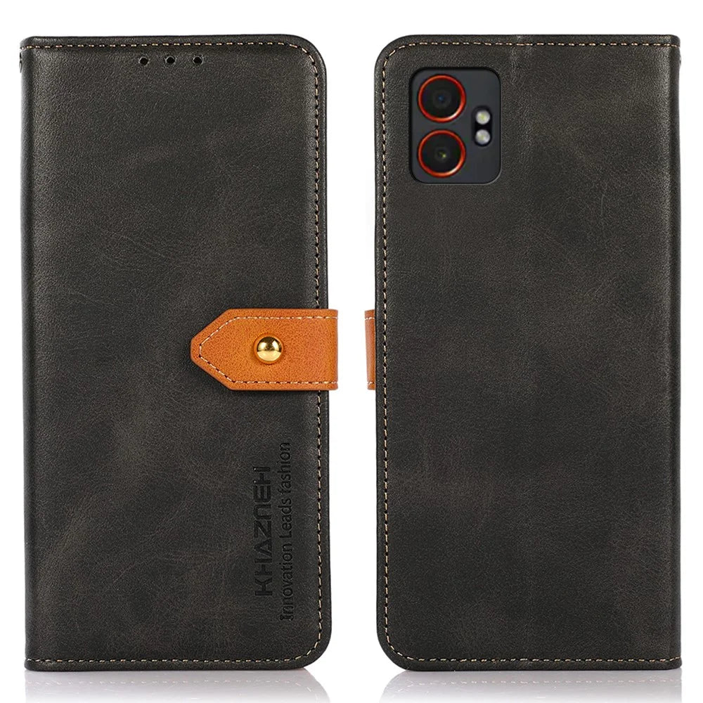 KHAZNEH For Samsung Galaxy XCover7 Pro Wallet Phone Case Stand Leather Flip Cover - Black - 1