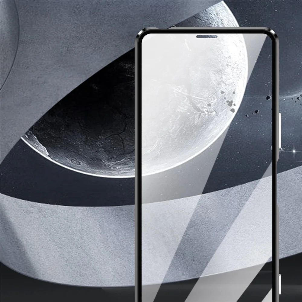 For Sony Xperia 1 VII Case Clear Tempered Glass + Metal + PC Back Magnetic Adsorption Phone Cover - Black - 2