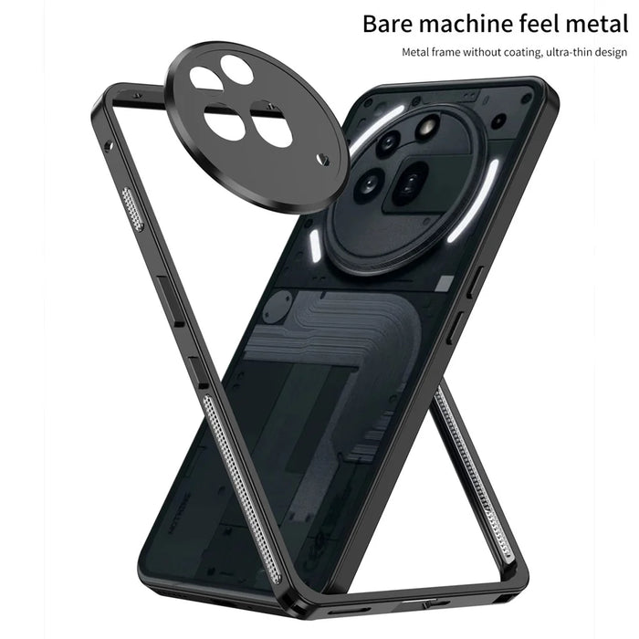 For Nothing Phone (3a) Pro  Bumper Cases Metal Frame Heat Dissipation Cover with Lens Protector - Black - 2