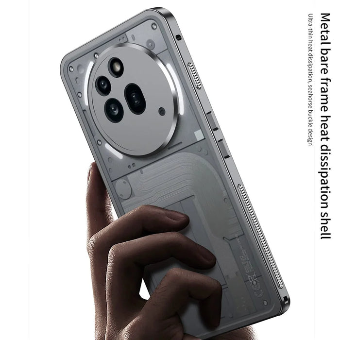 For Nothing Phone (3a) Pro  Bumper Cases Metal Frame Heat Dissipation Cover with Lens Protector - Black - 6