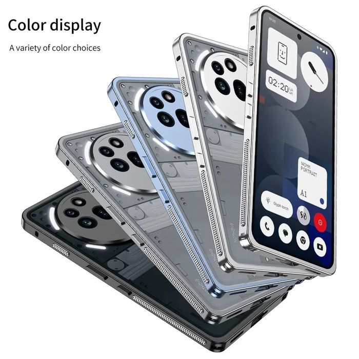 For Nothing Phone (3a) Pro  Bumper Cases Metal Frame Heat Dissipation Cover with Lens Protector - Black - 7