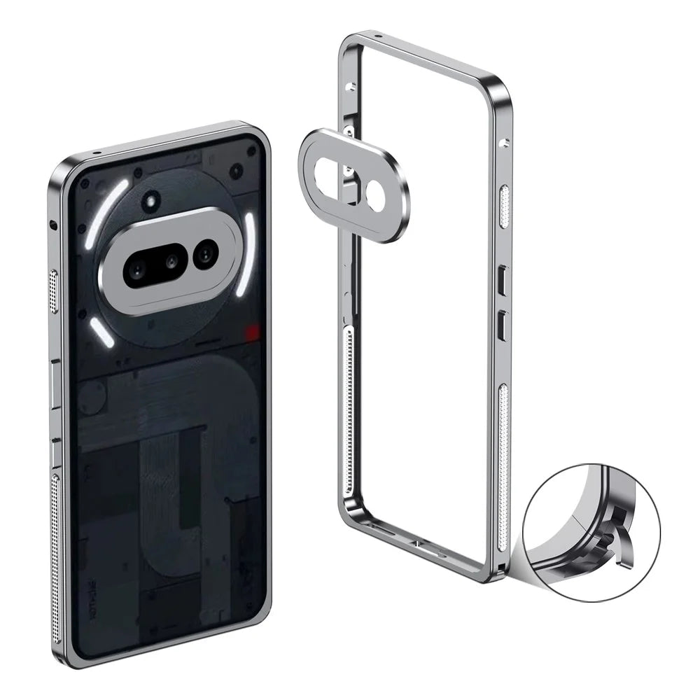 For Nothing Phone (3a) Bumper Cases Metal Frame Heat Dissipation Cover with Lens Protector - Grey - 1