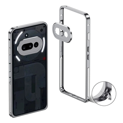 For Nothing Phone (3a) Bumper Cases Metal Frame Heat Dissipation Cover with Lens Protector - Grey - 1