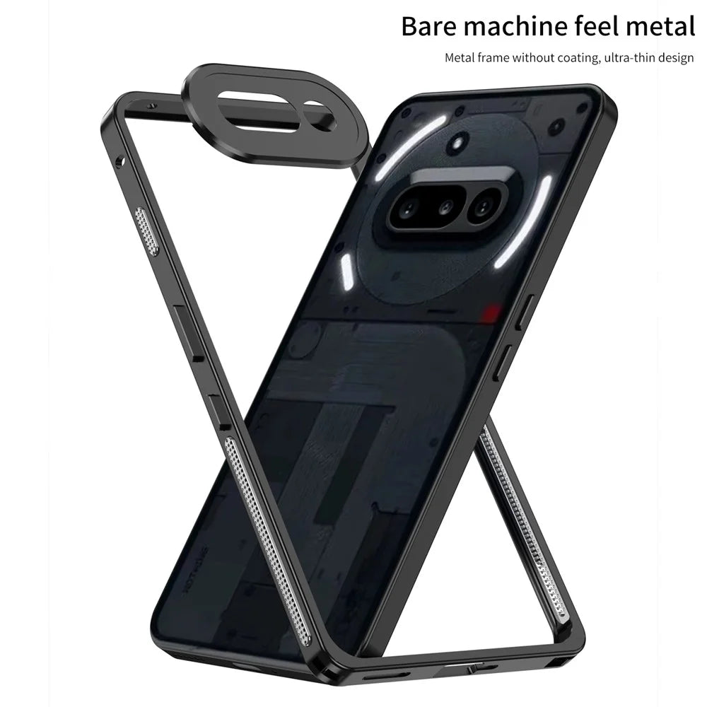 For Nothing Phone (3a) Bumper Cases Metal Frame Heat Dissipation Cover with Lens Protector - Grey - 2