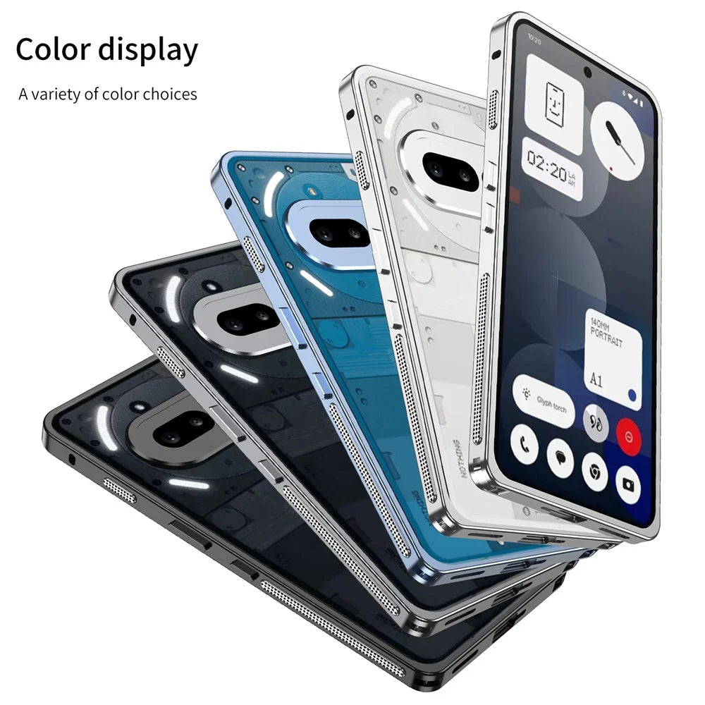 For Nothing Phone (3a) Bumper Cases Metal Frame Heat Dissipation Cover with Lens Protector - Grey - 6