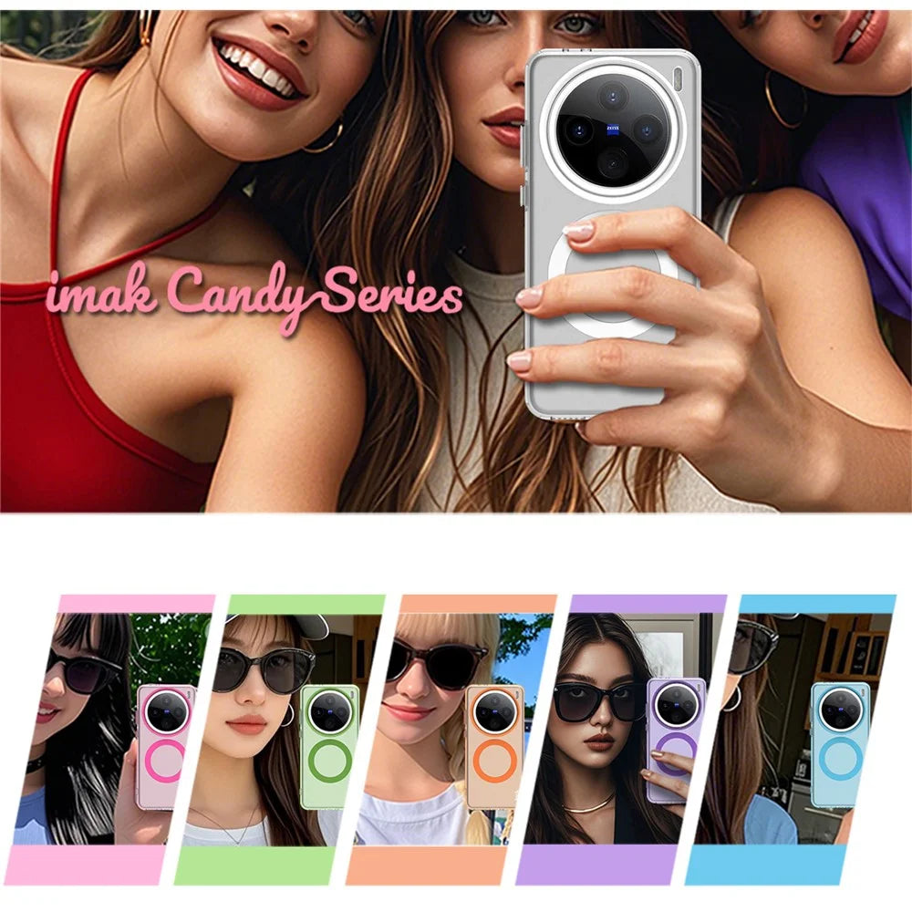 IMAK For vivo X200 5G Magnetic Case Candy Color Anti Drop TPU + PET Back Cover - Black - 3