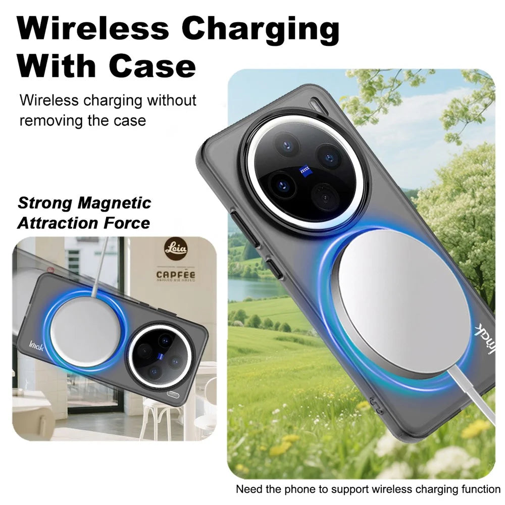 IMAK For vivo X200 5G Magnetic Case Candy Color Anti Drop TPU + PET Back Cover - Black - 4