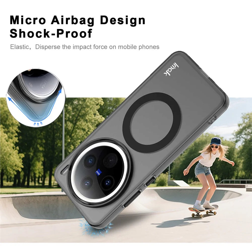 IMAK For vivo X200 5G Magnetic Case Candy Color Anti Drop TPU + PET Back Cover - Black - 5
