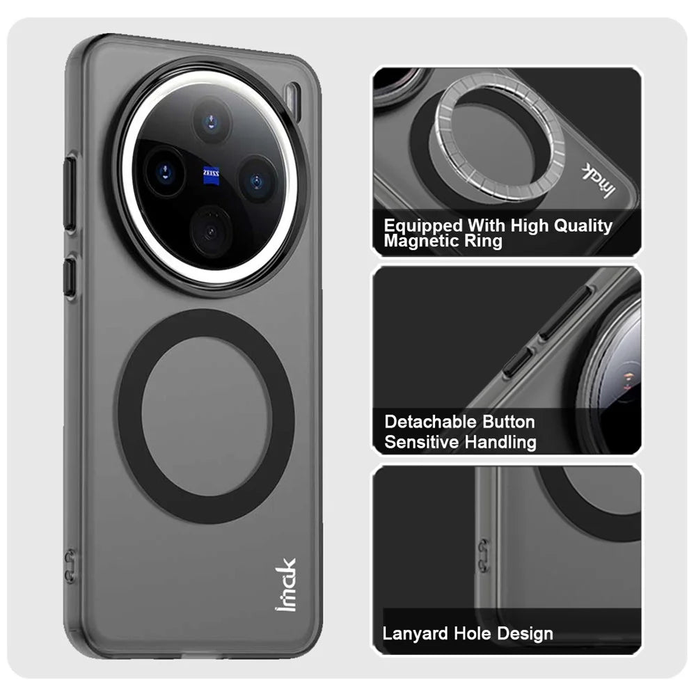 IMAK For vivo X200 5G Magnetic Case Candy Color Anti Drop TPU + PET Back Cover - Black - 6