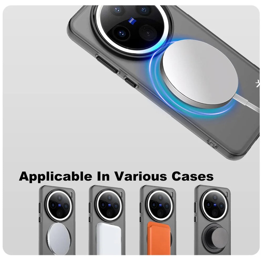 IMAK For vivo X200 5G Magnetic Case Candy Color Anti Drop TPU + PET Back Cover - Black - 7