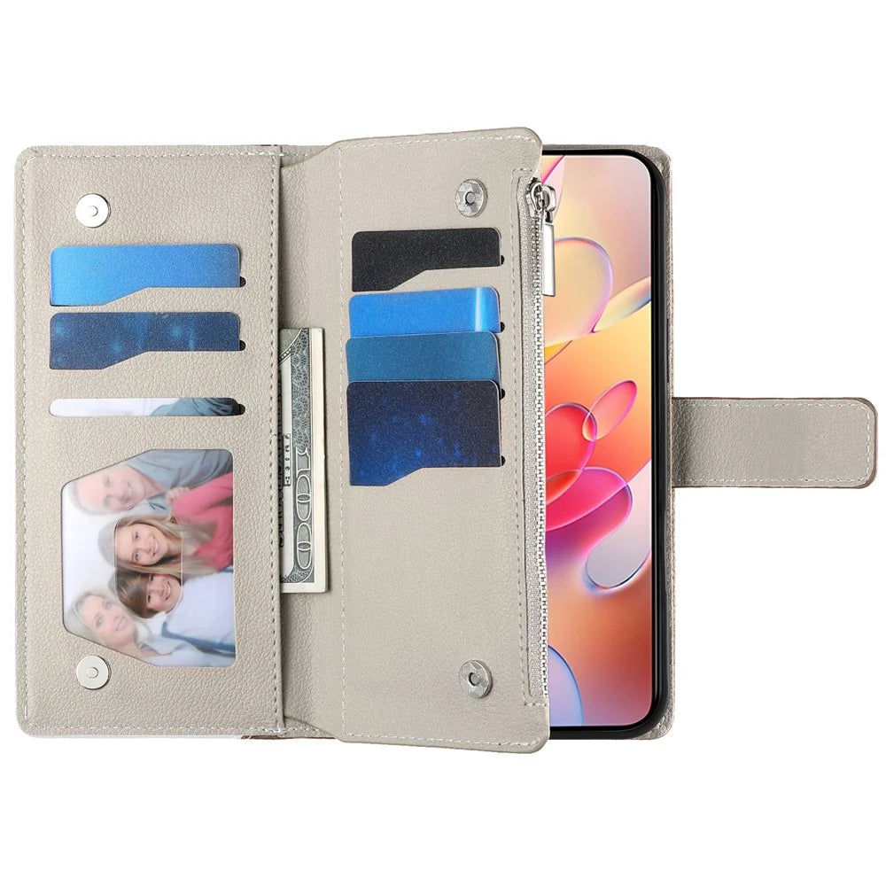 For Samsung Galaxy A36 5G Case Zipper Wallet Color Splicing Leather Flip Phone Cover with Straps - Lake Blue - 2