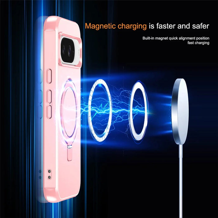 Phone Case For Google Pixel 10 Pro  /  10  /  9 Pro  /  9 Magnetic Case Ring Holder Kickstand TPU + PC Cover - Pink - 3