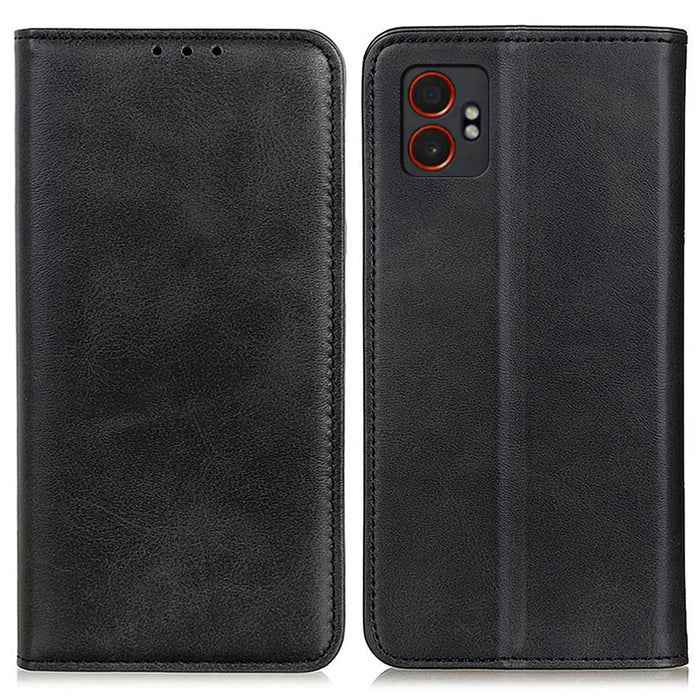 For Samsung Galaxy XCover7 Pro Case Split Leather Flip Wallet Phone Cover - Black - 1