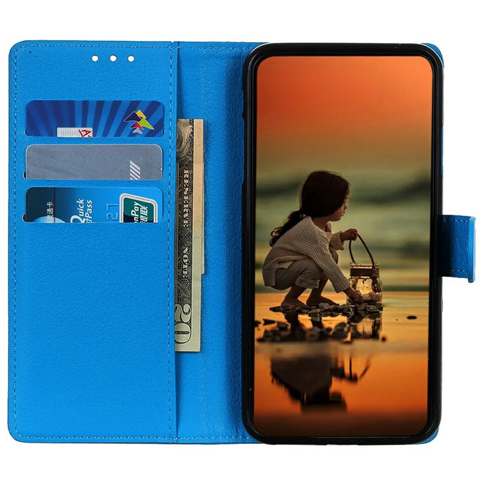 For Samsung Galaxy XCover7 Pro Wallet Case PU Leather Phone Cover Litchi Texture - Blue - 2
